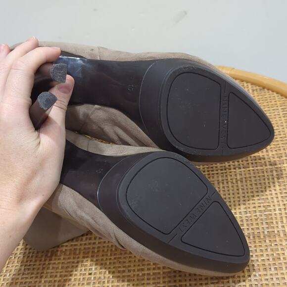 Nine West Jaxine2 Taupe Beige Ankle Booties Women's 10 Faux Suede Office Slouch - Picture 8 of 8